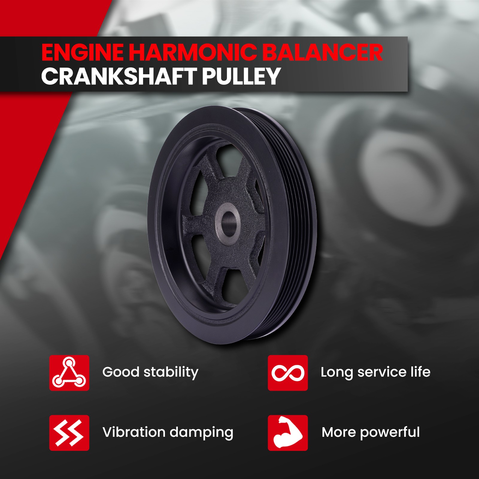 For Caravan Town Country Voyager Harmonic Balancer Serpentine Belt Component Kit thumbnail 2