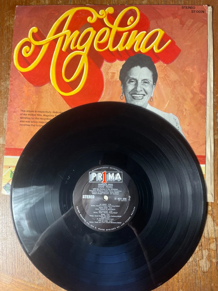 Louis Prima – Angelina LP Vinyl 1973 Stereo VG - Image 4 of 4
