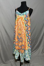 Boston Proper Bohemian Printed Maxi Dress Multicolor Hippie Festival Long‎ Sz S