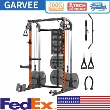 2000 LBS Power Cage Power Rack Dual Independent Pulley System Workout Cage