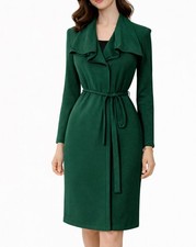 Elie Tahari Dress 4 Small Forrest Green Long Sleeve Stretch Wool Career Church
