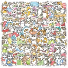 150Pcs Random Cute Cartoon Cats Kitty Kawaii Cat Waterproof Decals Stickers