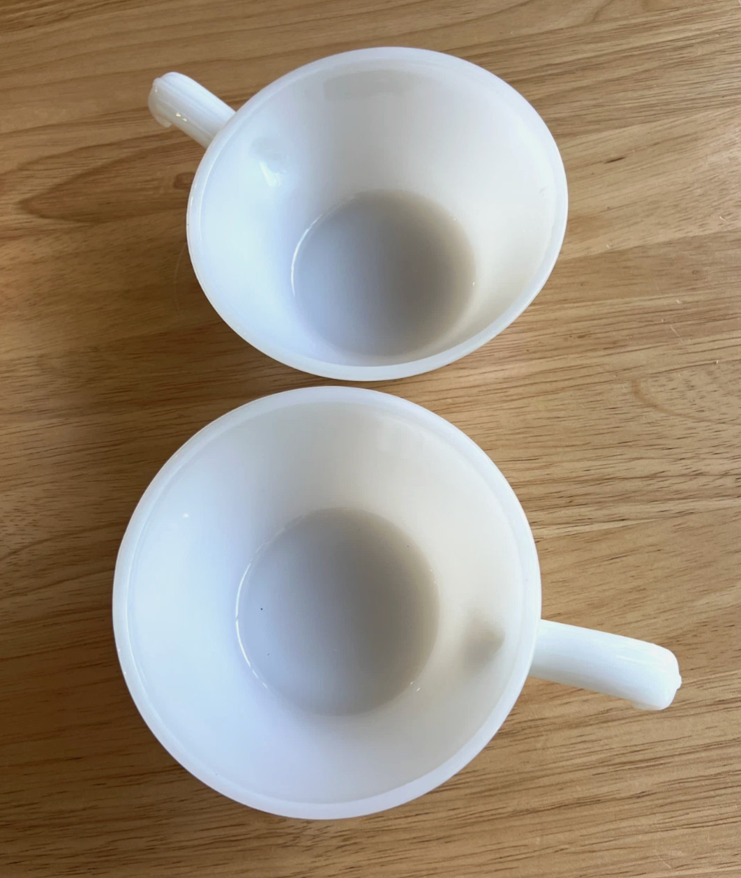 Anchor Hocking Fire King White Milk Glass Soup Chili Bowls Set of 2 with Handles