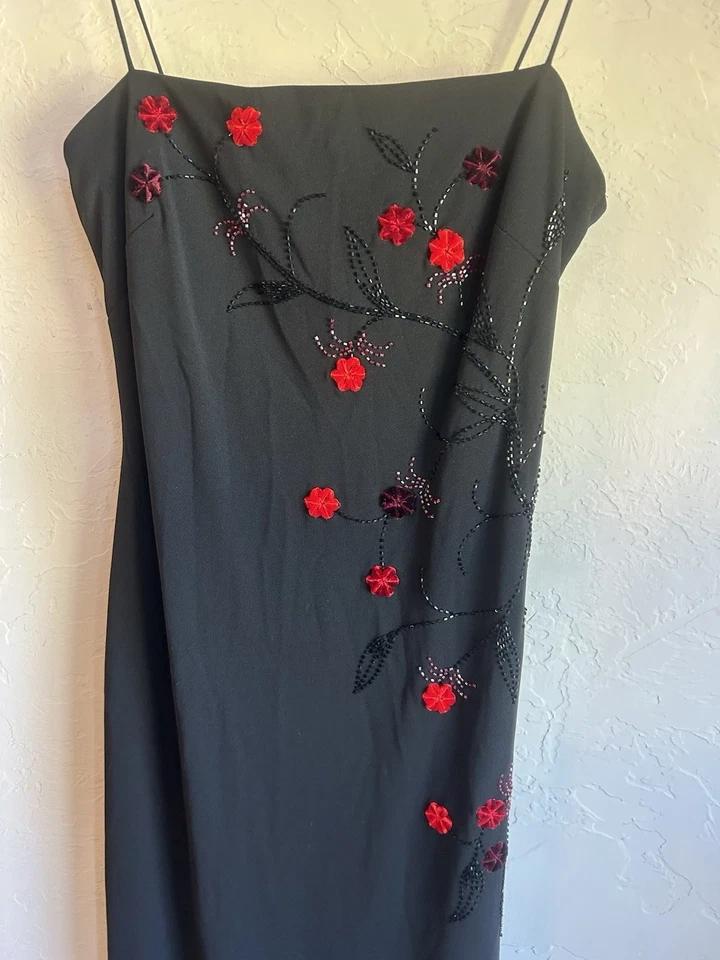 Vintage 90s Y2K JS Maxi Formal Dress 10 Fairy Grunge Beaded Goth Prom Hoco - Image 3 of 4