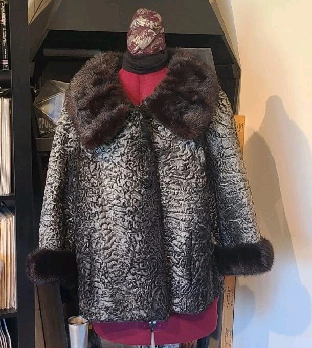 复古 中世纪银色波斯羊羔羊毛正式鸡尾酒夹克 — 第 2/4 张图片