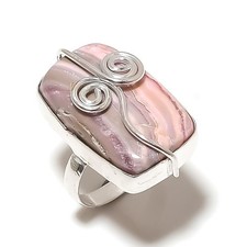 Rhodochrosite Gemstone 925 Sterling Silver Gift Jewelry Ring Size 7.5 n145