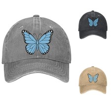 Butterfly Graphic Baseball Cap, Cotton Dad Hat, Adjustable Vintage Style