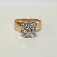 1.50Ct Round Cut Lab Created Diamond Cluster Ring 14K Yellow Gold Plated Silver