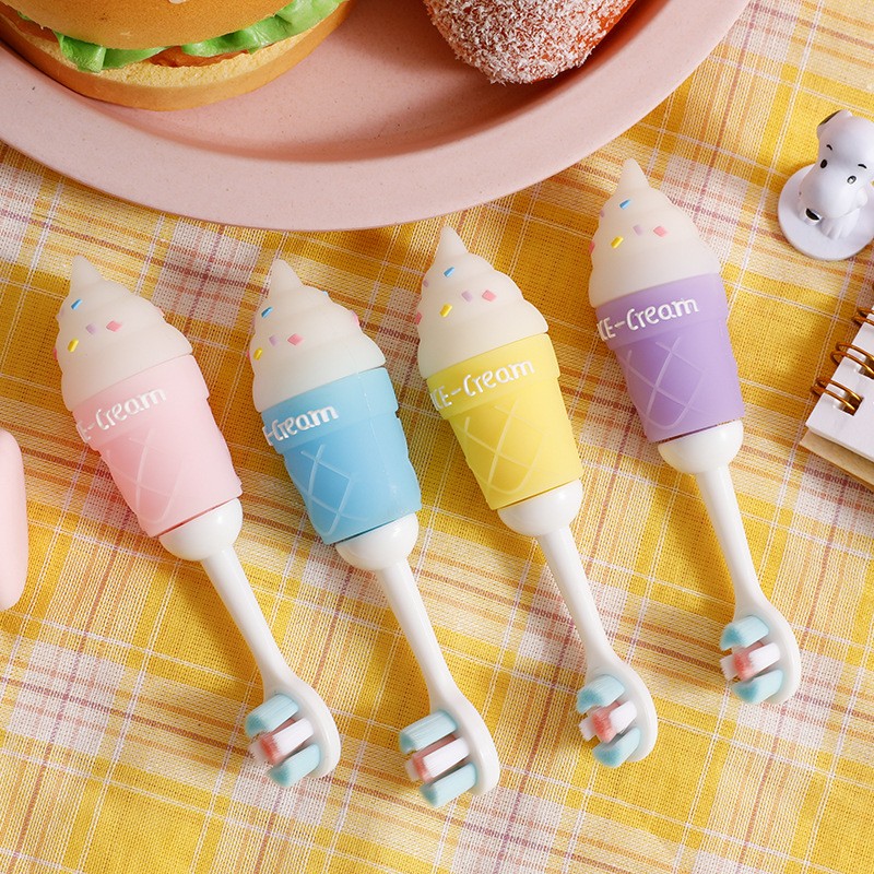 Cute ice cream children's toothbrush, cartoon soft-bristled 