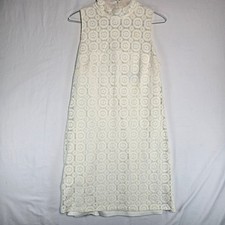 American Living Cream White Lace Mock Neck Sleeveless Shift DressI Size 8