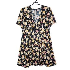 Womens Torrid Multicolor Floral V-Neck Faux Wrap Dress Short Sleeve Size 3