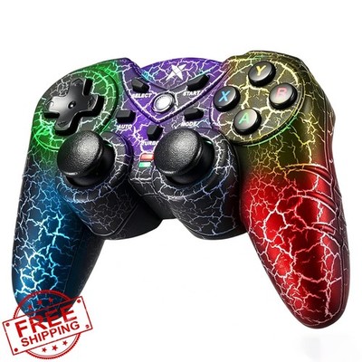 NBCP Wireless Controller for PC,Light-Up Gamepad,Black Crack Custom Design wi...