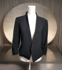 Rachel Zoe Open Front Black crepe blazer with ruched sleeve Size XS 00-2