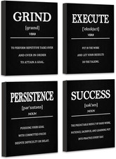 Inspirational Office Canvas Wall Art with Wooden Frames,Motivational Wall Decor