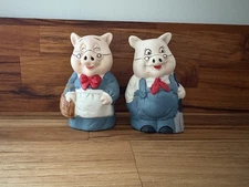 Vintage Ma & Pa Farmer Handpainted Ceramic Pig Figurines