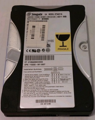 VTG SEAGATE U SERIES U4 ST34311A 4.3GB HARD DRIVE 4 PIN MOLEX SG22573-101REVB