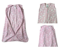 HALO Sleep Sack Fleece Swaddle Pink Swans Wearable Blanket Large 12-18 mo