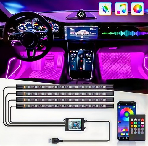 Auto Innenraum Umgebungsleuchten - 72 LED RGB, USB, App & Fernbedienung, Deko - Bild 1 von 6
