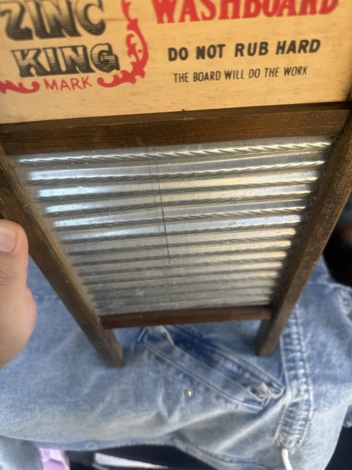 Vintage National Washboard Co. No. 703 Zinc & Wood Lingerie Washboard Antique - Image 3 of 4