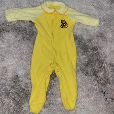 Vintage Disney Winnie The Pooh Jump Suit One Piece Yellow Size 0-3 Months