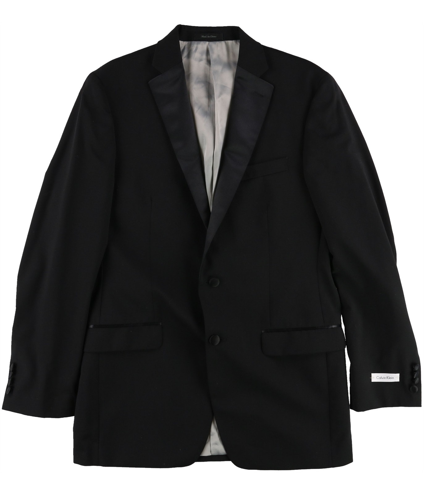 Calvin Klein Mens Solid Contrast Three Button Blazer Jacket Black 39 Long 20990₽