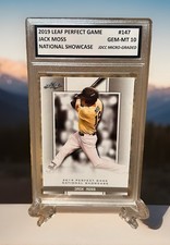 JACK MOSS 2019 Leaf Perfect Game GRADED GEM-MT 10 ROOKIE CARD #147. COA!