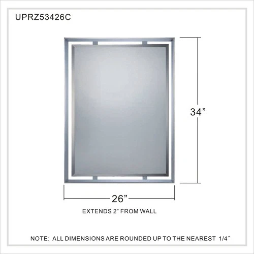 Quoizel Uptown Ritz Chrome 26" x 34" Rectangular Wall Mirror - Picture 5 of 5