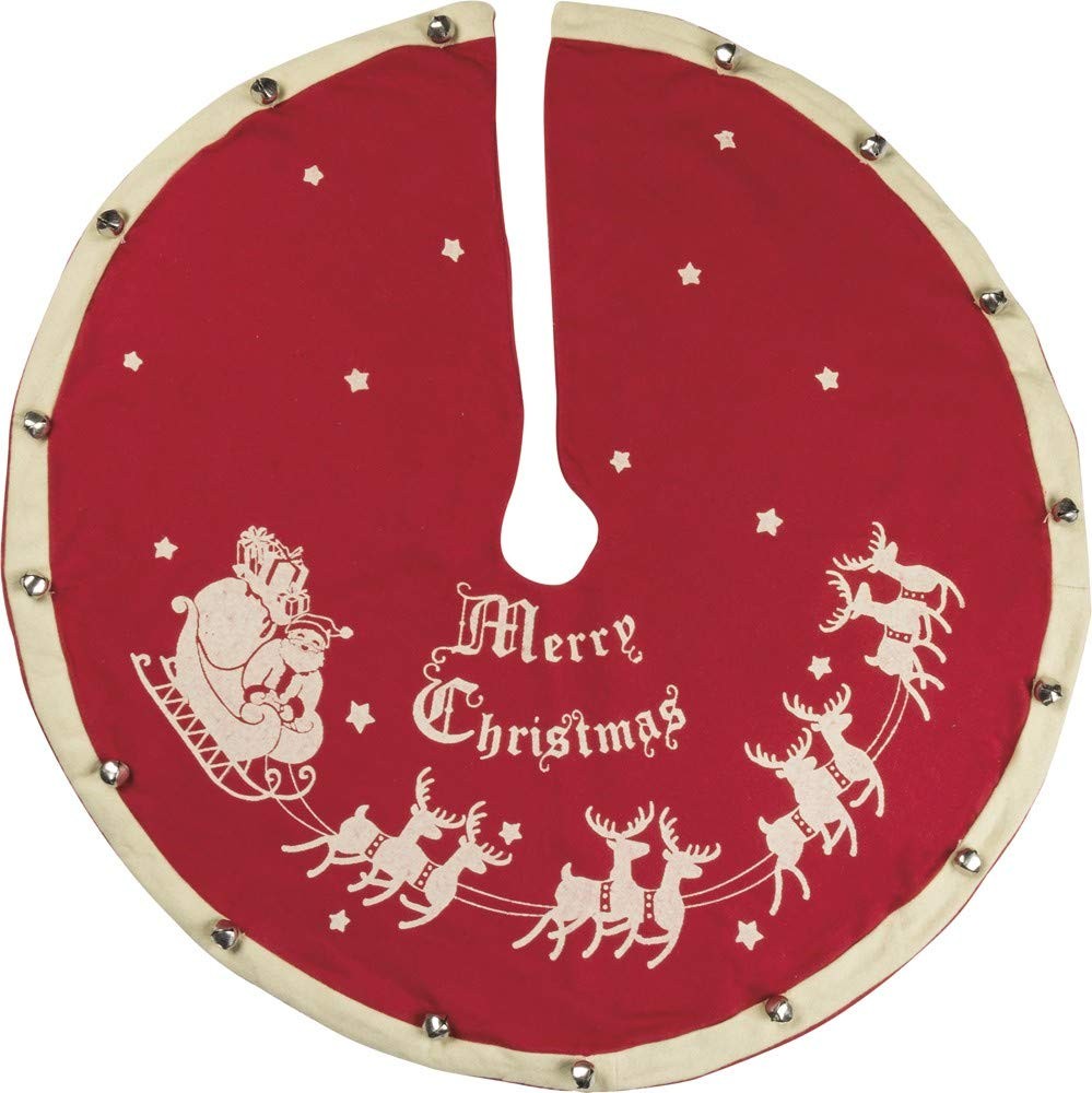 Primitives by Kathy Vintage Tree Skirt, Santa & 24 inches, & Sleigh