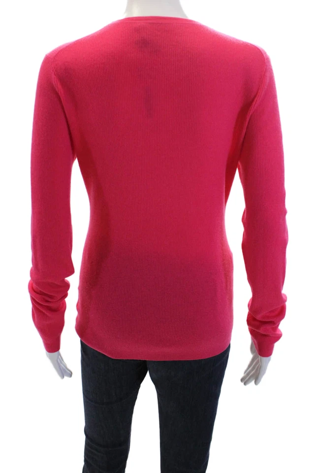 Michael Kors 女式羊绒长袖针织毛衣粉色 L 码 — 第 3/4 张图片