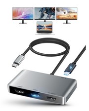 USB to HDMI Multi Monitor Adapter, HDMI Splitter 1 in 3 Out Extended Display ...
