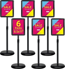 Sign Holder Floor Stand Pedestal 8.5"x 11" for Vertical & Horizontal View 6-Pack