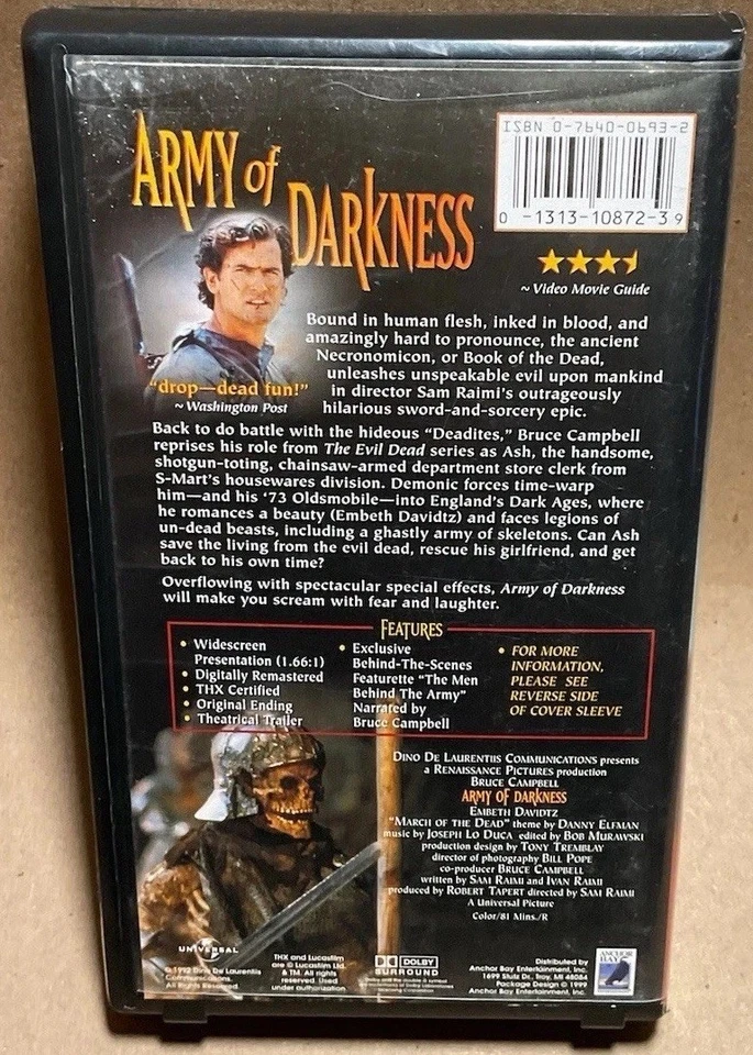 Army of Darkness (1992 VHS)  Collector’s Edition Clamshell - READ DESCRIPTION Foto 3 de 4