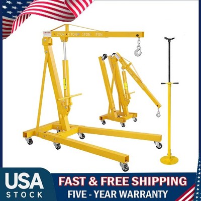 2 Ton Folding Engine Hoist Lift ,Hydraulic Shop Crane w/Underhoist Support Stand