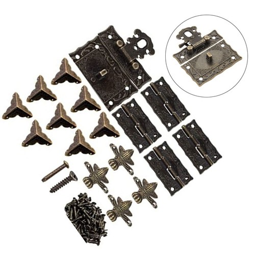 Unique Design Cabinet Hinges 17pcs Antique Latch Hardware for Wooden Boxes - Picture 14 of 14