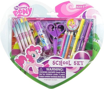 My Little Pony Deluxe School Set Sketch Pad Markers Crayons Scissors New