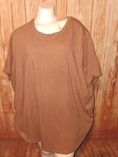 Terra & Sky Brown Short Sleeve Pullover Blouse Sz 3X