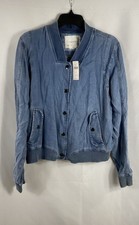 Giacca bomber Anthropologie donna nuova con etichetta denim lavaggio leggero lyocell taglia L