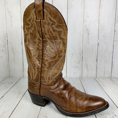 Justin Hombres Botas Occidentales Talla 8 Cuero Marrón Vaquero 1949 Pull On - Imagen 1 de 10