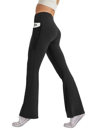 Women's High Waist Flare Yoga Pants Tummy Control Casual Bootcut X-Large Black