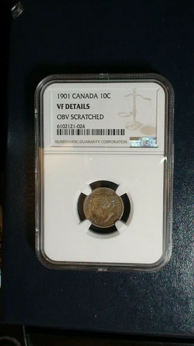 1901 Canada Ten Cents NGC VERY FINE CIRCULATED 10C SILVER Coin BUY IT NOW!