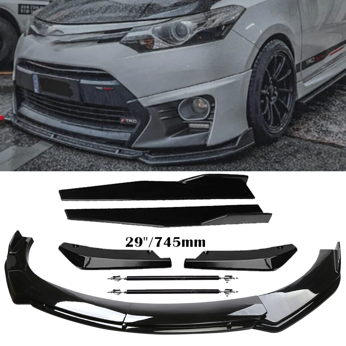Enhance Your Toyota Camry SE with Front Rear Bumper Lip Spoiler Splitter and Side Skirt Kit