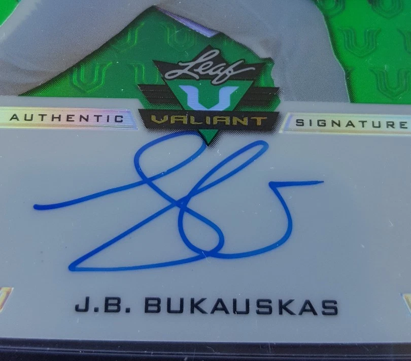 2017 LEAF VALIANT JB BUKAUSKAS GREEN CHROME REFRACTOR AUTO #'d 34/99 - Image 2 of 3