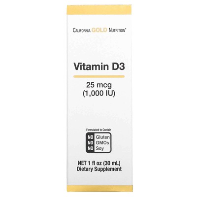 2 X California Gold Nutrition, Vitamin D3 Liquid, 25 mcg (1,000 IU), 1 fl oz (30