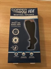 Copper Fit ICE S/M Mens 6-9 Womens 7-10 Black Menthol Infused Compression Socks