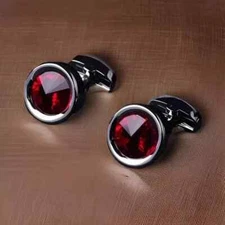 2CT Round Cut Lab Created Ruby Men's Fancy Cufflinks 14k White Gold Finish