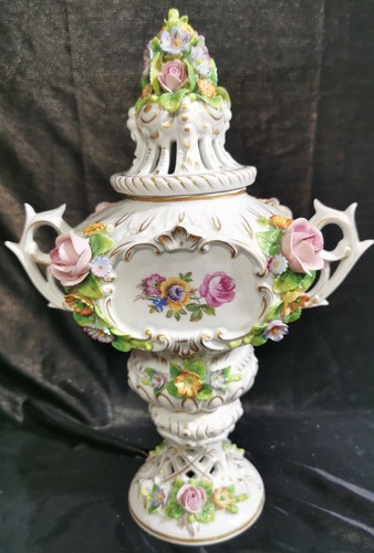 Potpourri Vase Sitzendorf Porzellan 28,5cm 323 - Bild 2 von 11