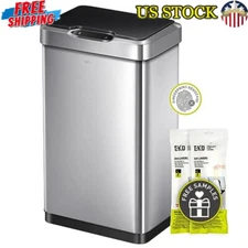 Stainless Steel Motion Sensor Trash Can 50L Touchless Fingerprint Resistant Bin