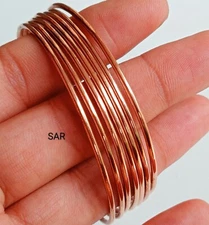 Thin Copper Bangle Bracelet Set of 7 Bangles, Stacking bangle #09