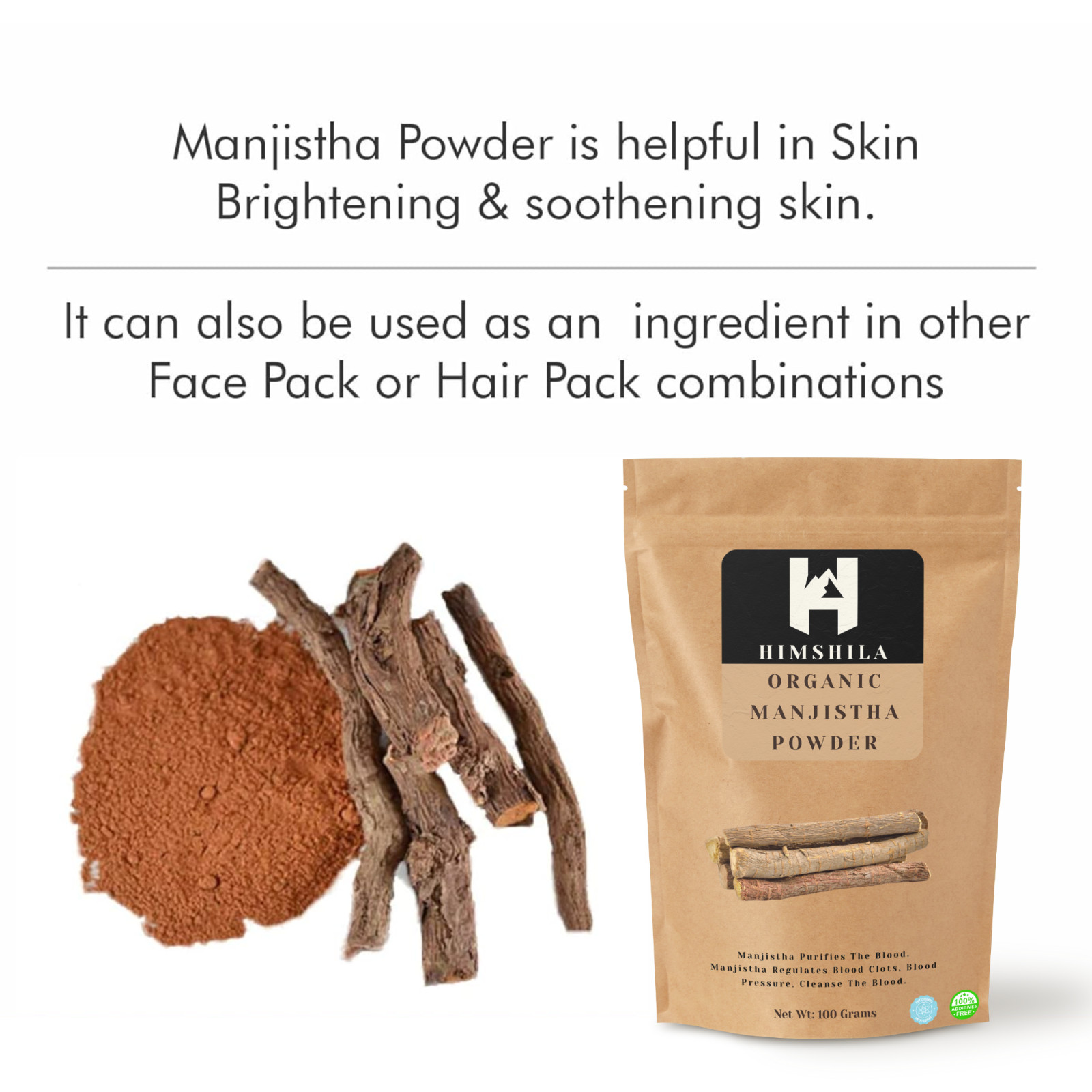 Himshila natürliches Manjistha Pulver zur Hautaufhellung, reduziert dunkle Fl...