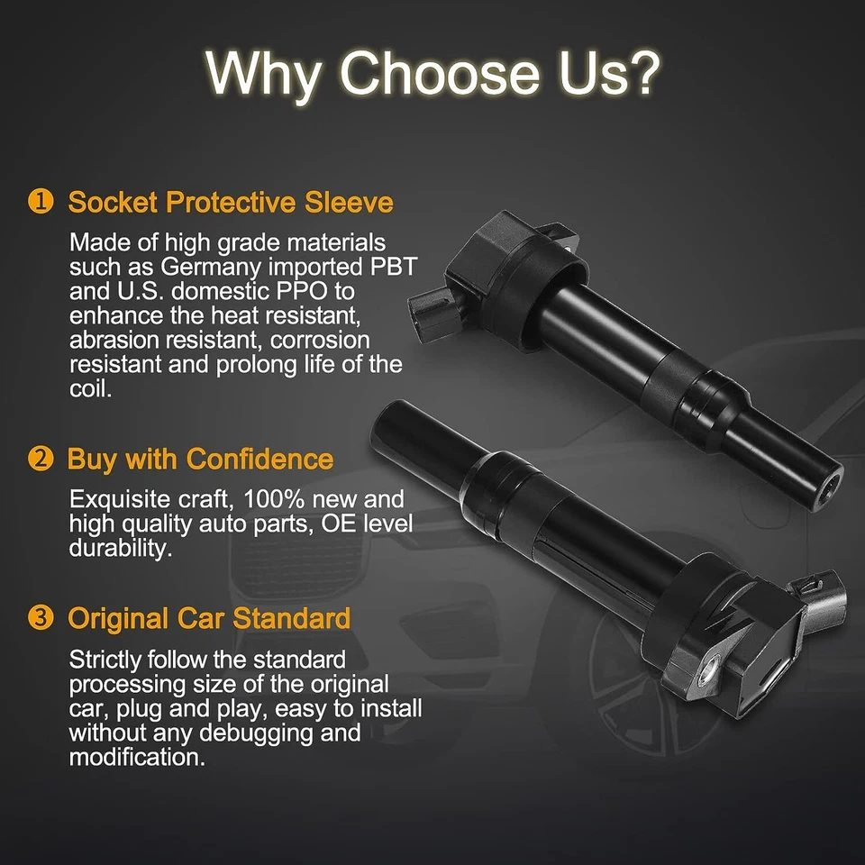 4X bobinas de encendido + 4X bujías para Hyundai Elantra 2012-2016 1,8L L4 UF651 Foto 4 de 4